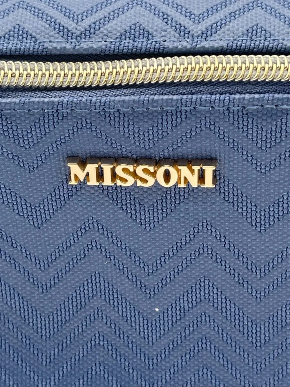 Missoni Small Travel Cosmetic Pouch Delta One Collection Toiletry Bag Blue Gold
